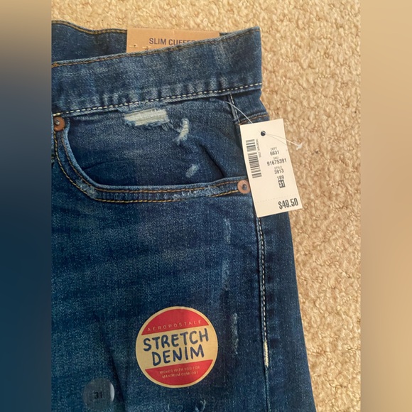 Men's Blue Denim Shorts - Picture 3 of 4